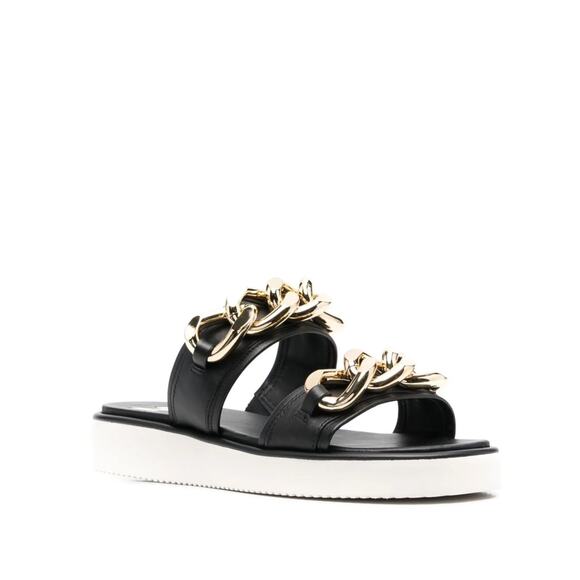 Michael Kors Shoes - Michael Kors Scarlett Chain-Link Leather Slide Sandal Size 8.5M Women's Shoes